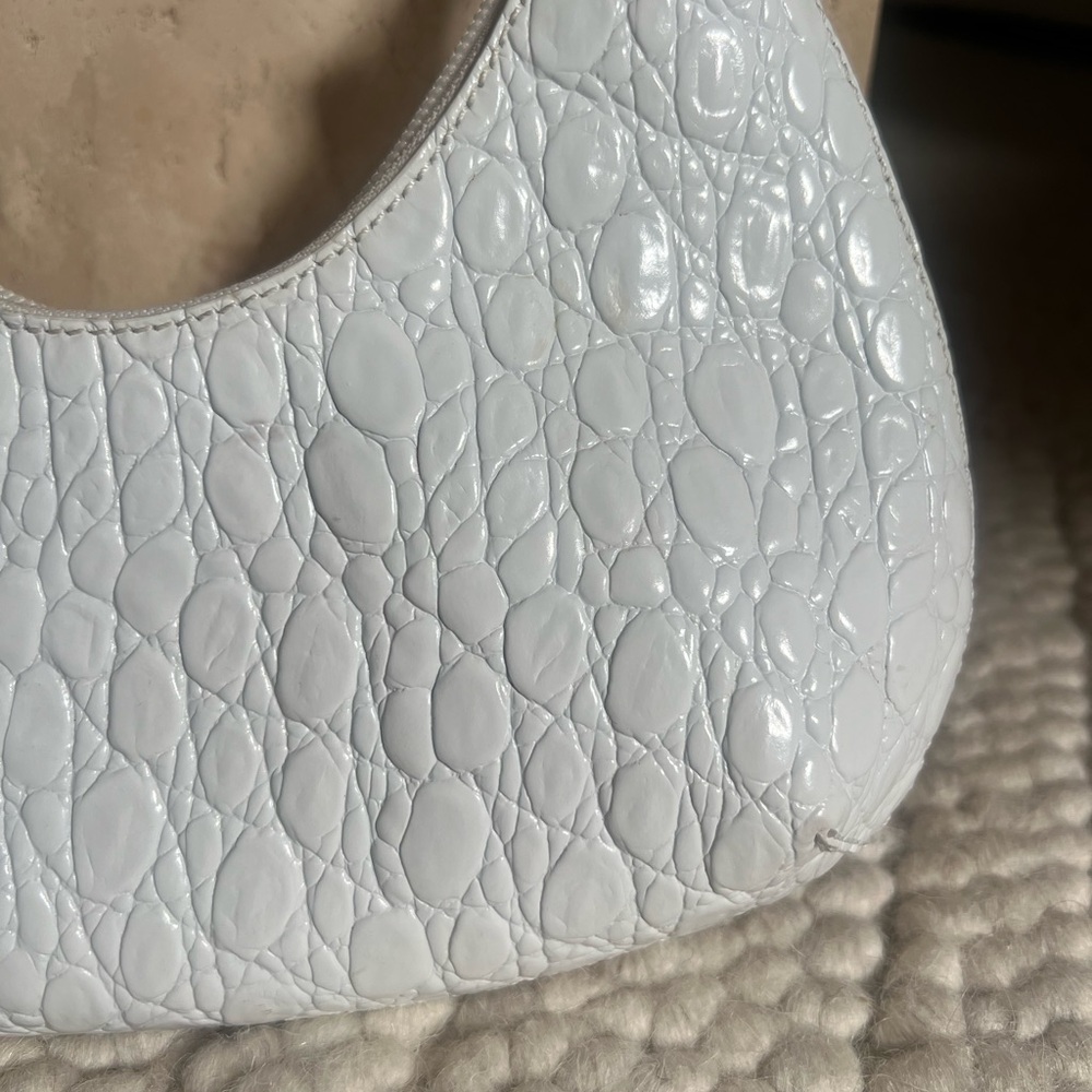 BY FAR Baby Amber Croc Embossed White Textured Shoulder Bag - Picture 11 of 14